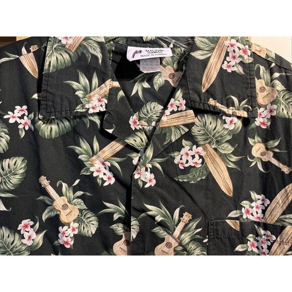 Malihini Vintage Men’s XL Black Floral SS Button Down Cotton Hawaiian Shirt - Picture 12 of 16